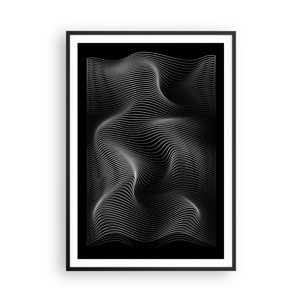 Poster in een zwarte lijst - Dans van licht in de ruimte - 70x100 cm