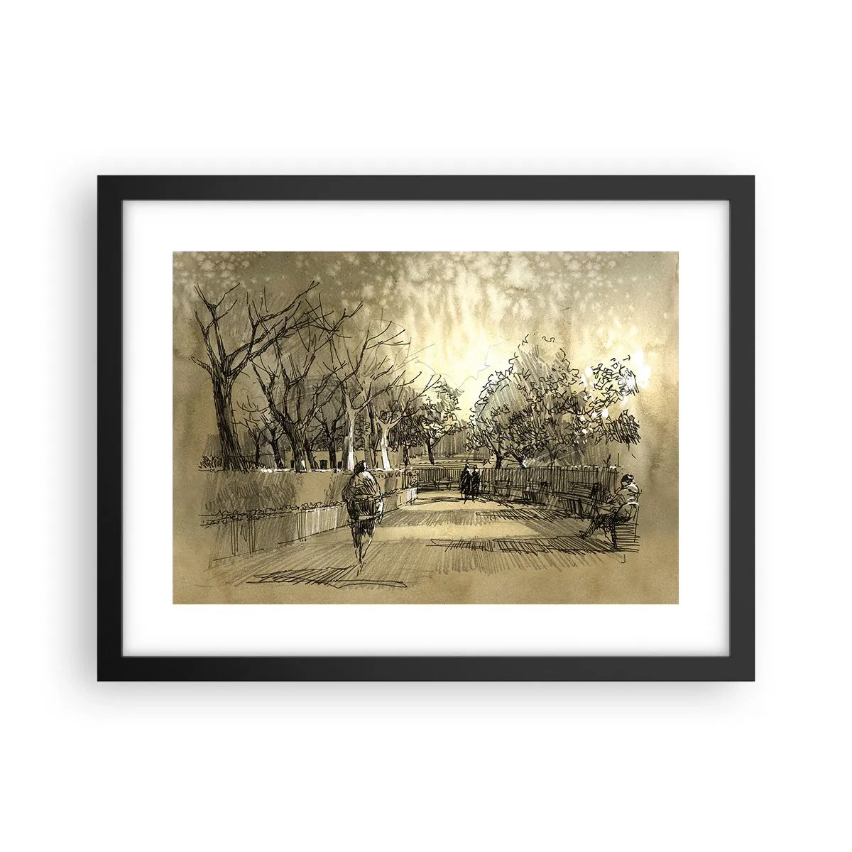 Poster in een zwarte lijst - Een moment gestopt met een veer - 40x30 cm