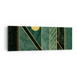 Schilderen op canvas - Dynamiek van goud en azuur - 90x30 cm