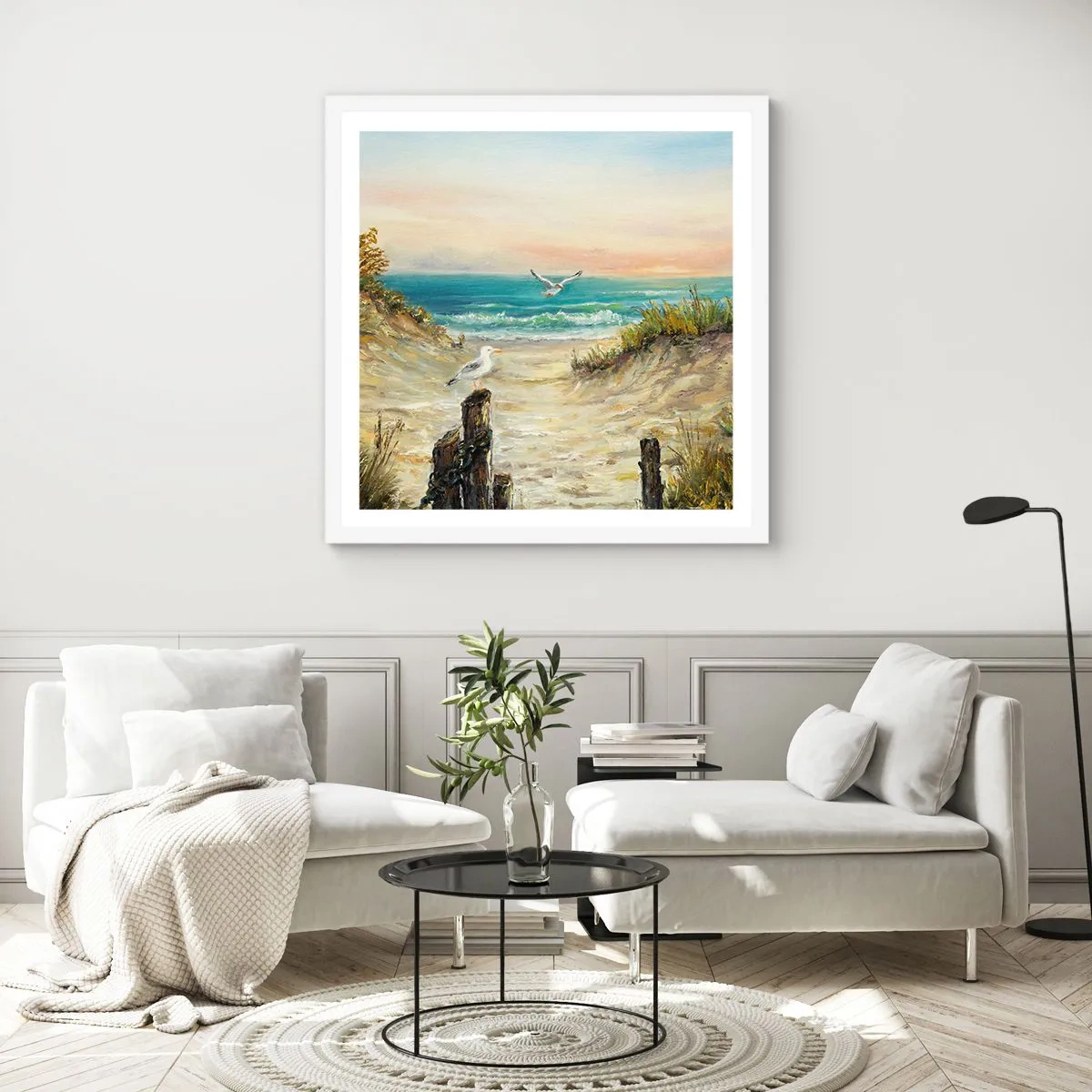 Poster in een witte lijst - Windstille afzondering - 60x60 cm