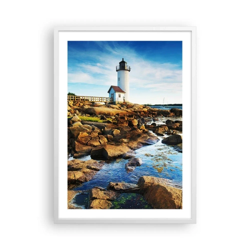 Poster in een witte lijst - Kom blij terug, ik wacht - 50x70 cm