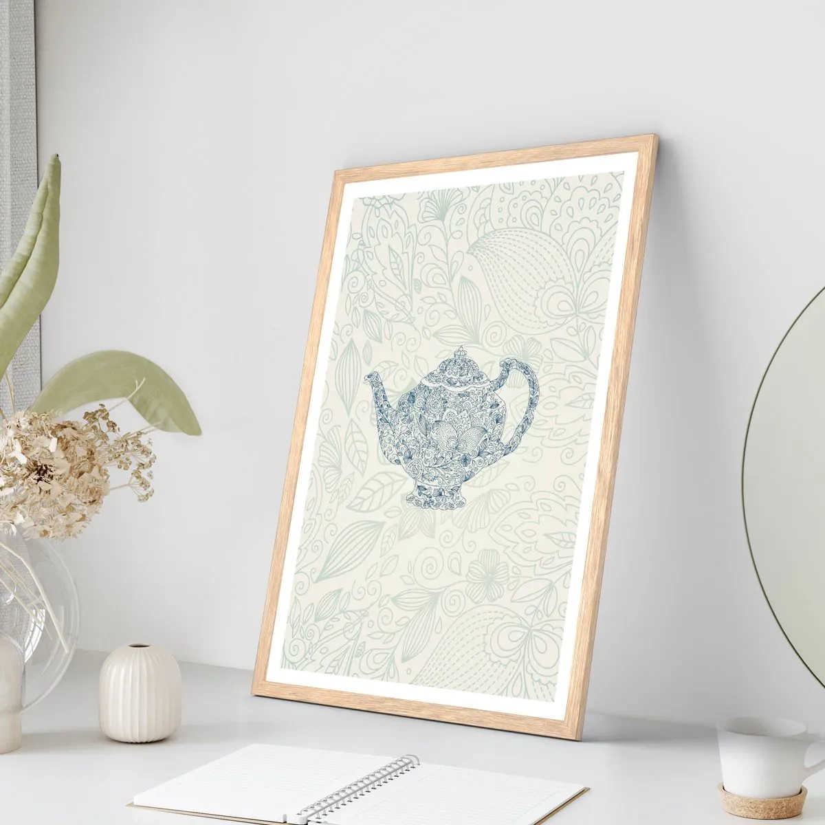 Een poster in een licht eiken lijst - De charme van thee - 40x50 cm