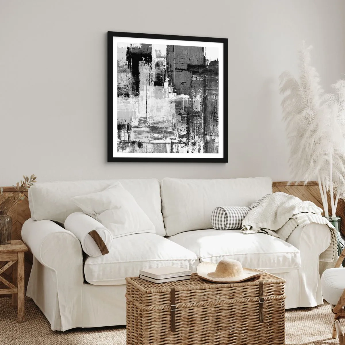 Poster in een zwarte lijst - Grijs is prachtig - 50x50 cm