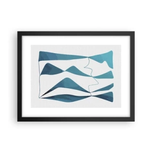 Poster in een zwarte lijst - Abstractie: turquoise verbinding - 40x30 cm