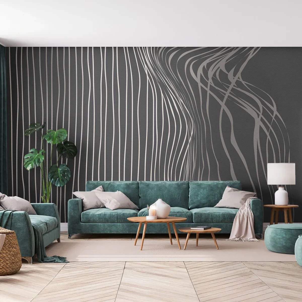 Fotobehang Premium Sand - Ritme en accent - Abstractie, Deel, Zwart en wit - 200x140 cm
