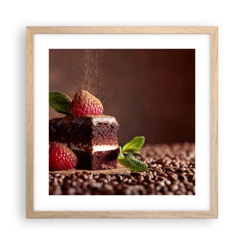 Een poster in een licht eiken lijst - Het leven is zoet - 40x40 cm