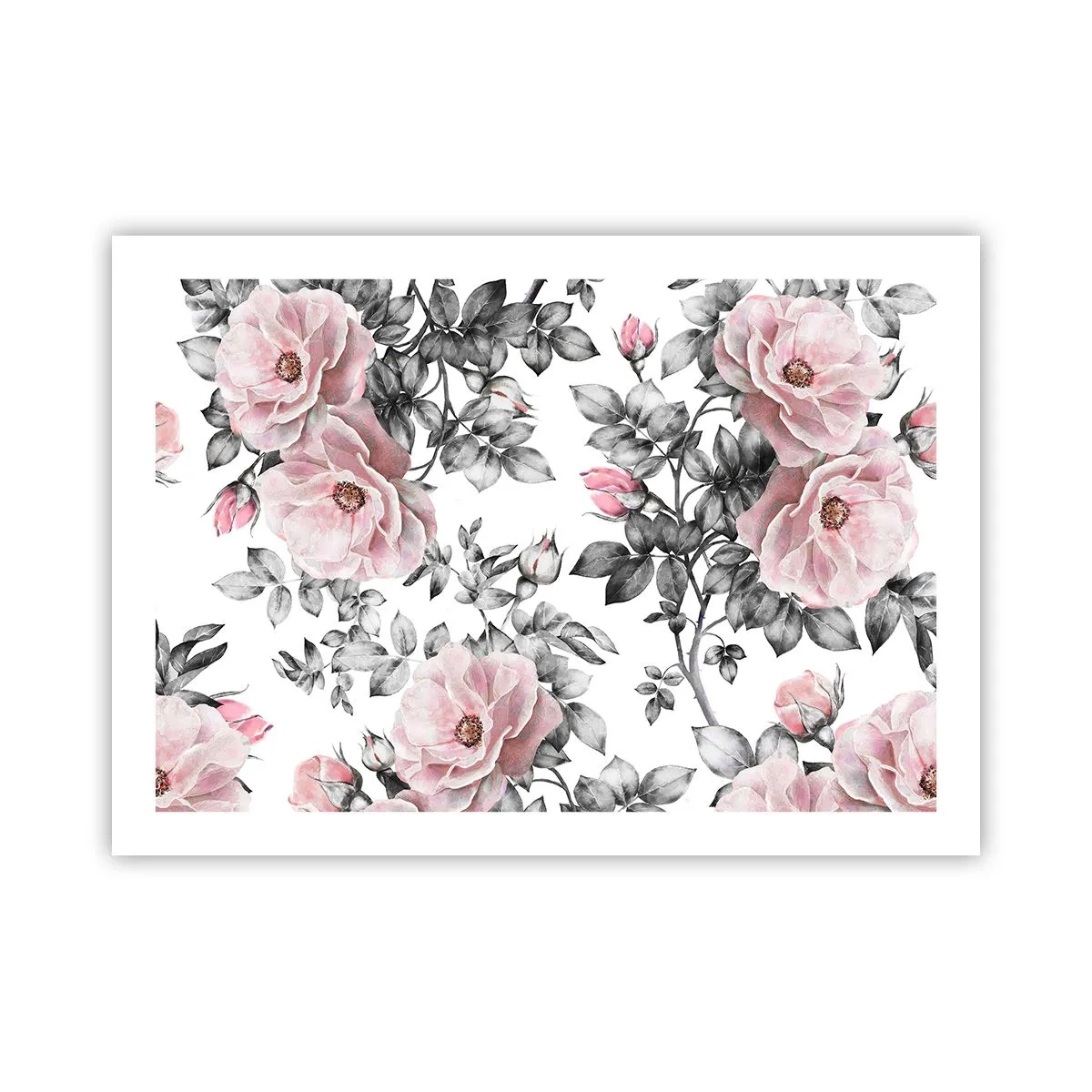 Poster - Verdwalen in de bloemen van de rozen - 70x50 cm