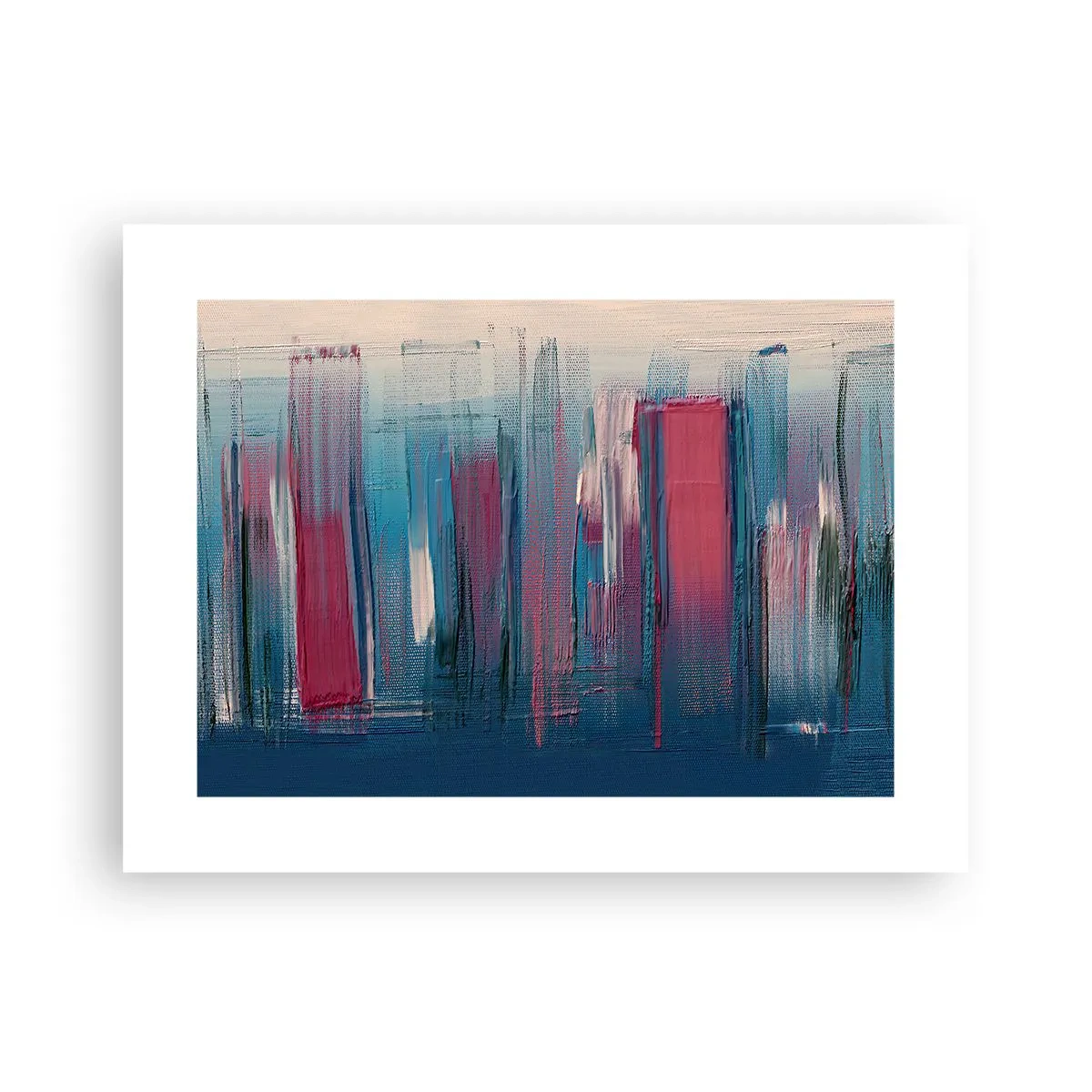 Poster - Verticale compositie in blauw en rood - 40x30 cm