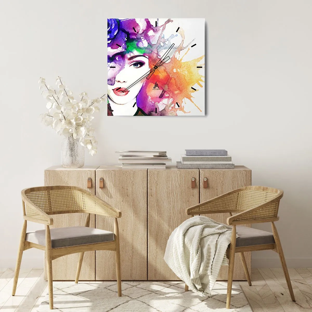 Wandklok - Klok - Met hoofd in de wolken - 40x40 cm