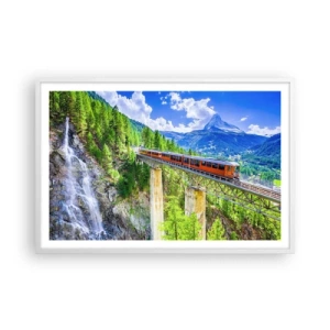 Poster in een witte lijst - Het is tijd voor de Alpen - 91x61 cm