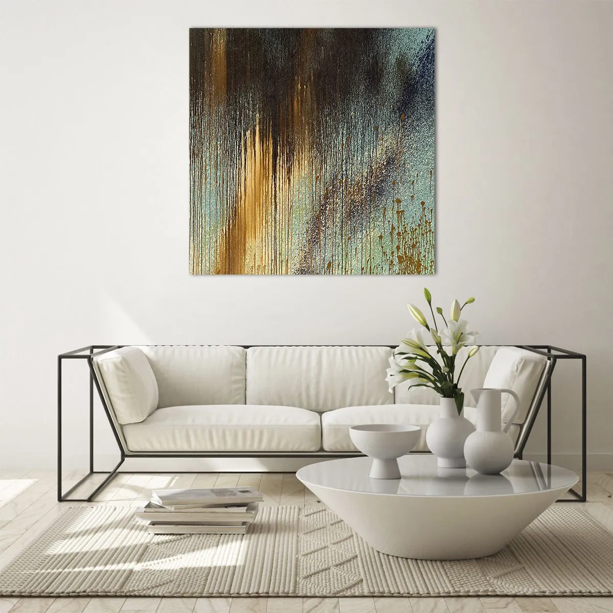 Schilderen op glas - Een niet toevallig kleurrijke compositie - 70x70 cm