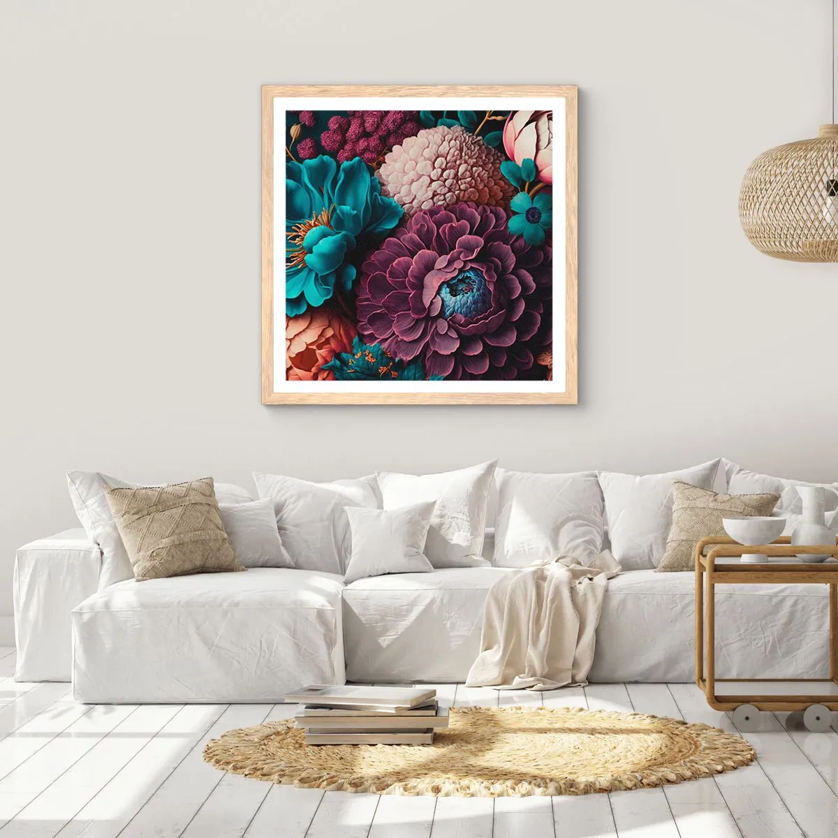 Een poster in een licht eiken lijst - Natuur in overvloed - 60x60 cm