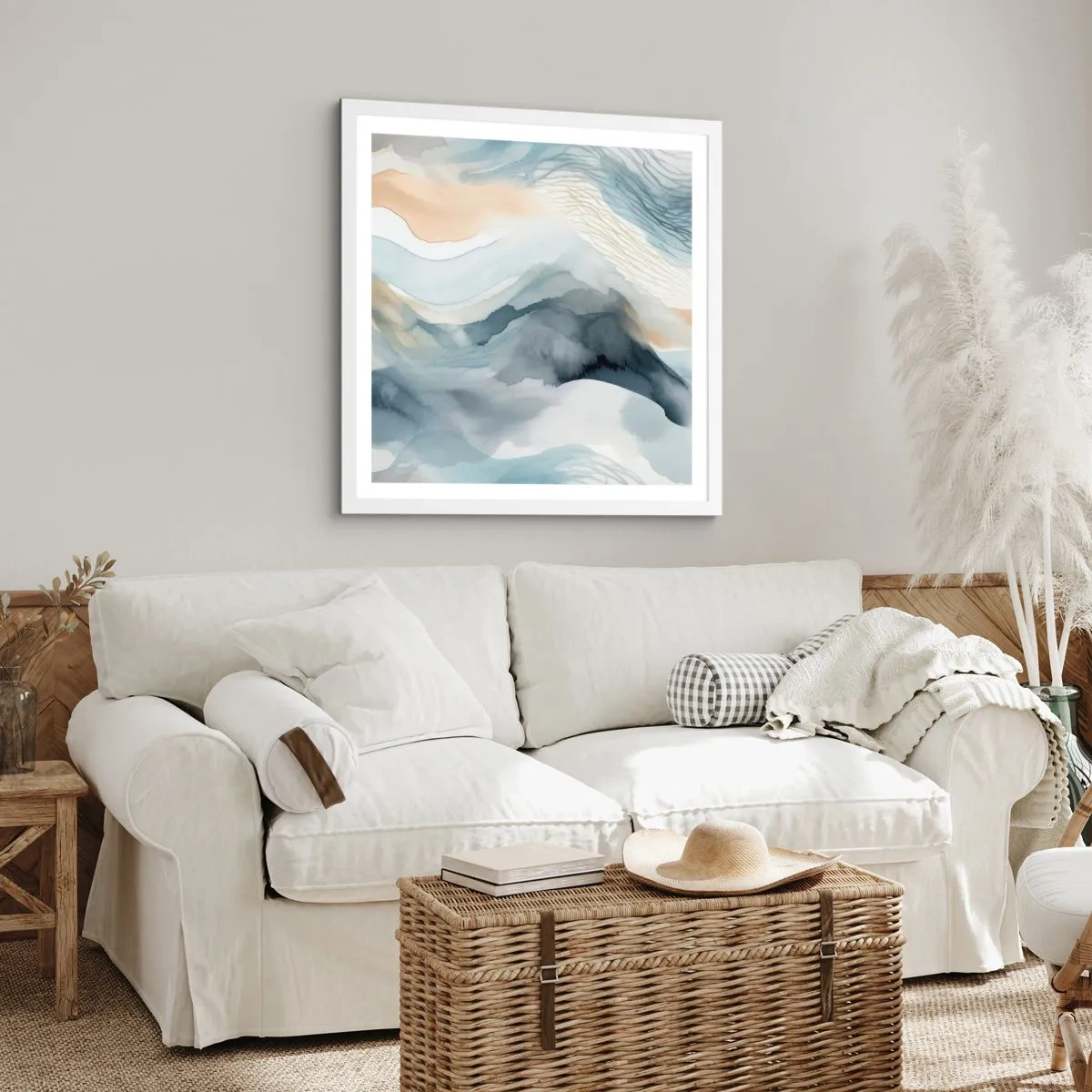 Poster in een witte lijst - Besneeuwde en mistige abstractie - 30x30 cm