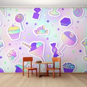 Zelfklevend Fotobehang Deluxe Sticker - Dat het elke dag een verjaardag zou zijn - Voor kinderen, Snoep, Lolly - 100x70 cm
