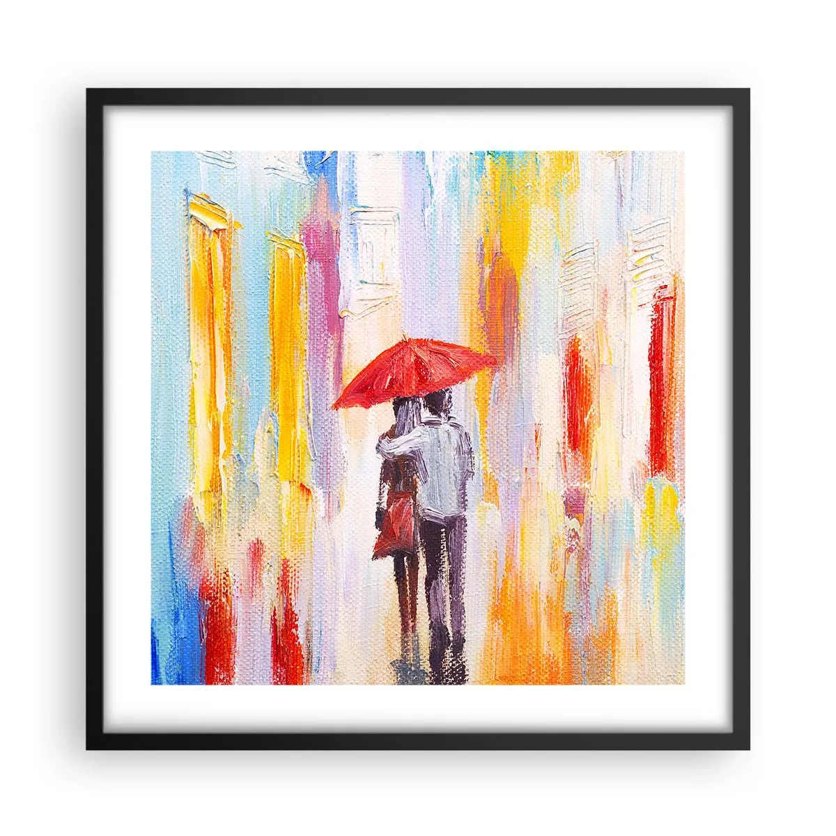 Poster in een zwarte lijst - Laat het maar regenen - 50x50 cm