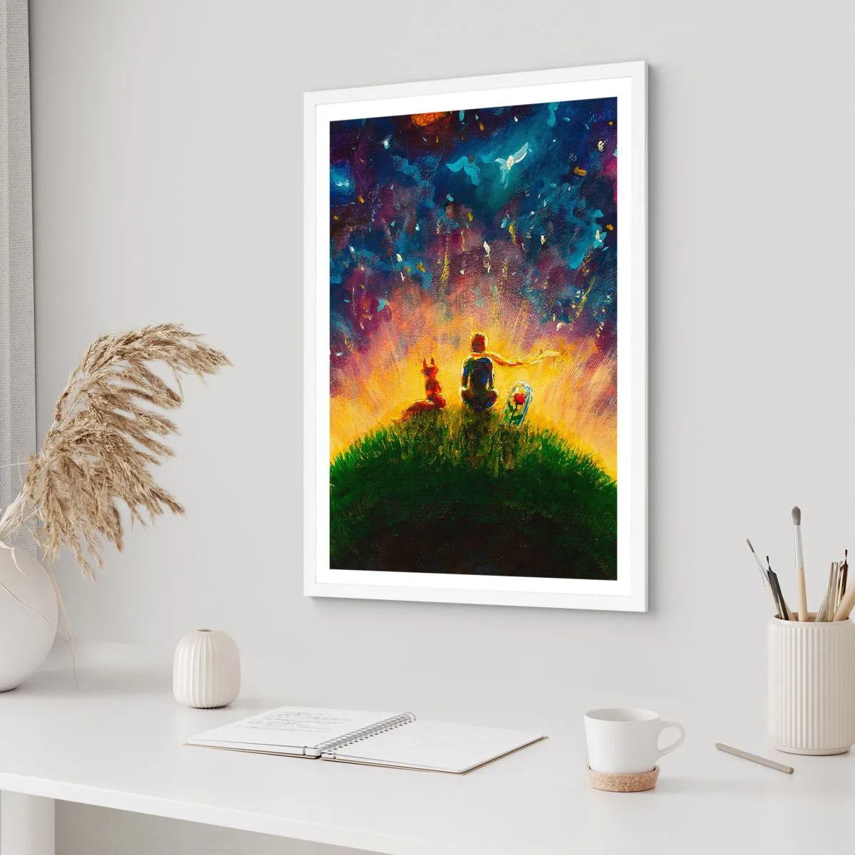 Poster in een witte lijst - Liefde en vriendschap - de hele wereld - 30x40 cm