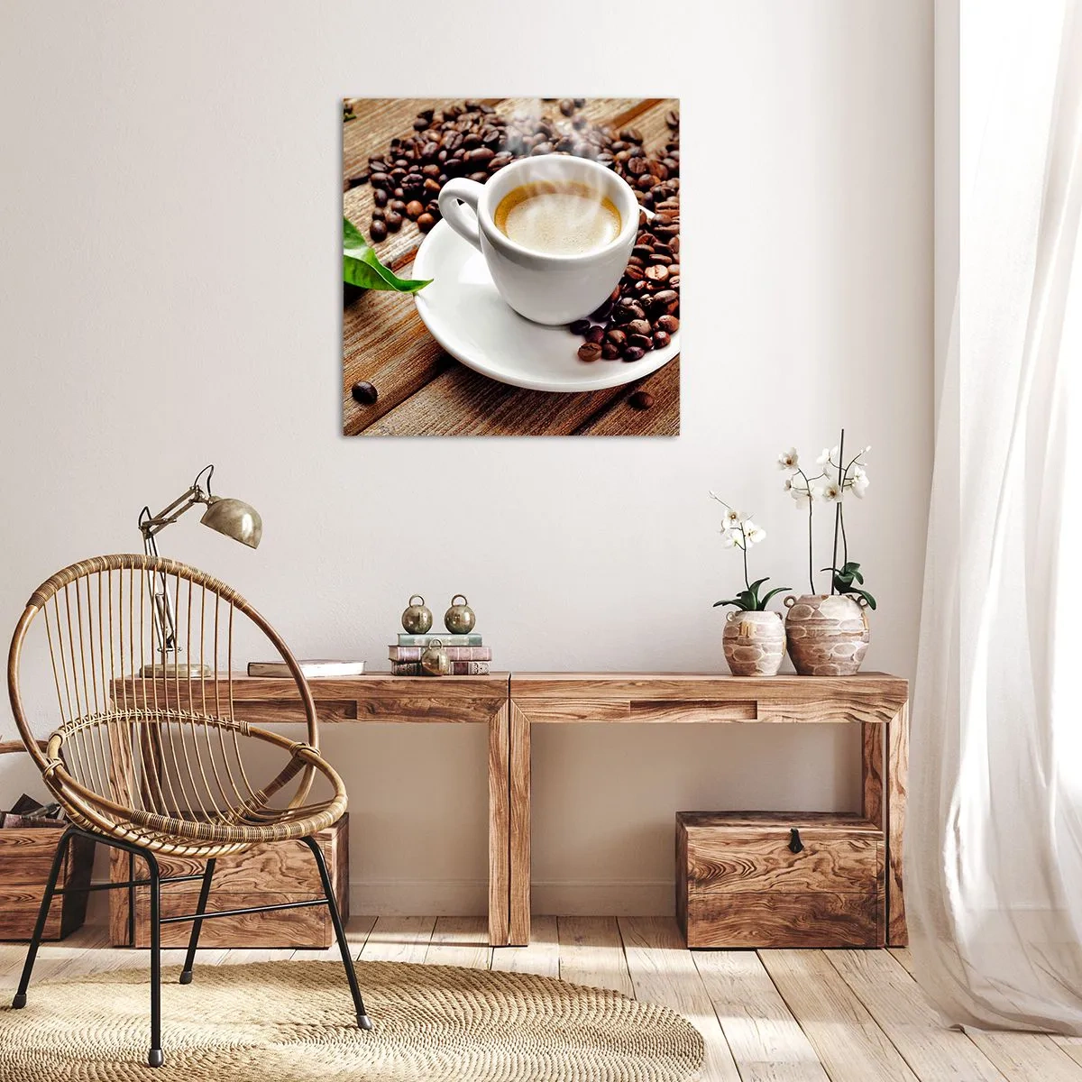Schilderen op canvas - Koffie op de bank - 70x70 cm