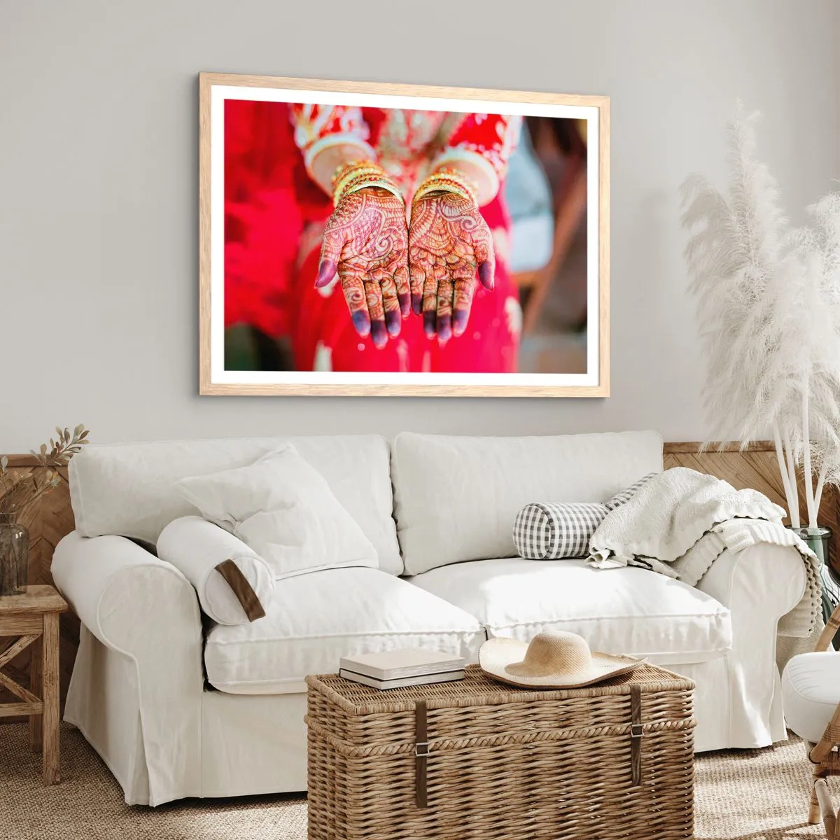 Een poster in een licht eiken lijst - Klaar om je geluk te vangen? - 100x70 cm