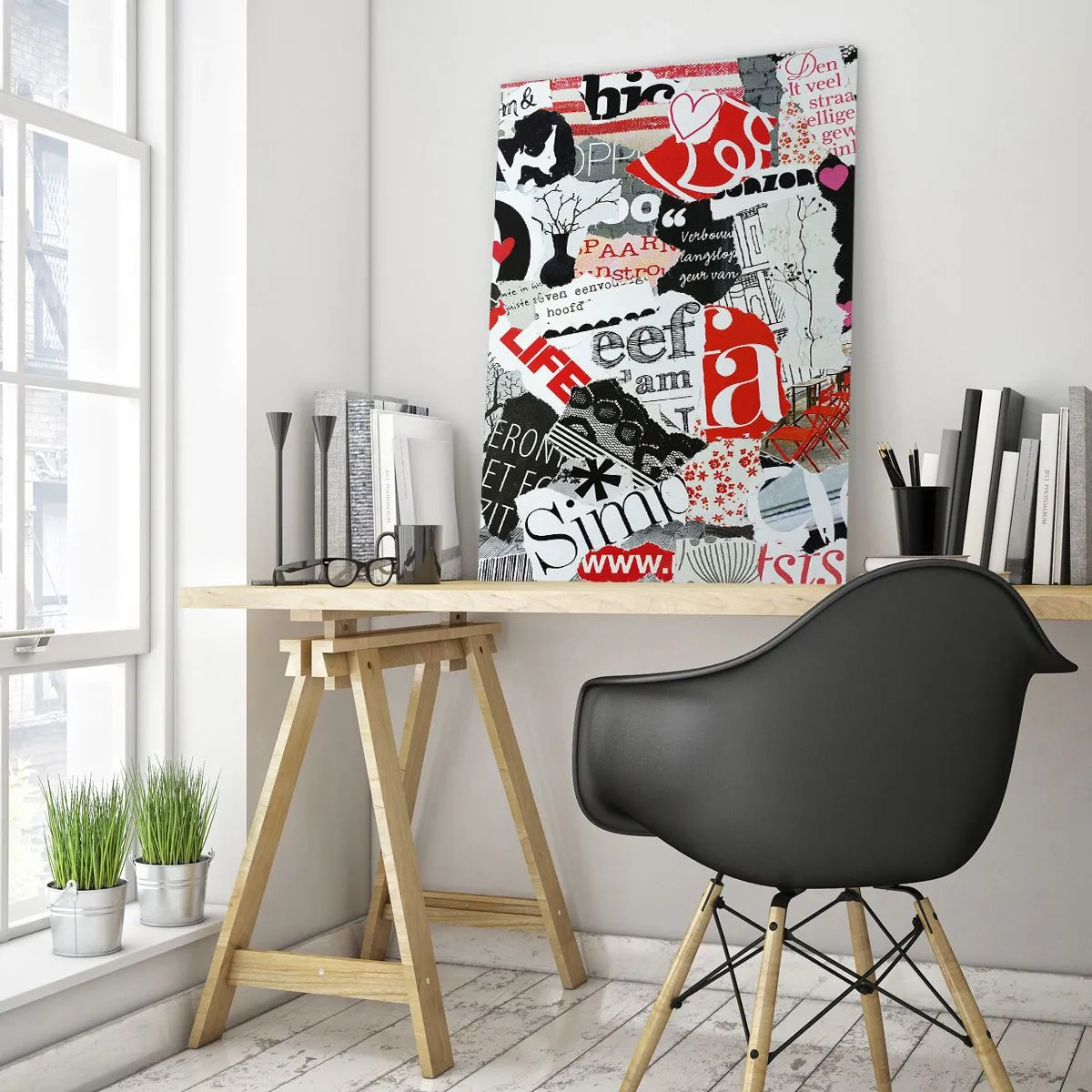 Schilderen op glas - Hipster-collage - 50x70 cm