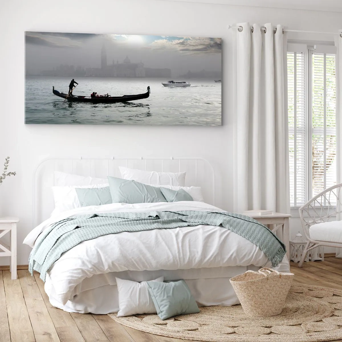 Schilderen op canvas - Een fantastische stad van water en mist - 100x40 cm