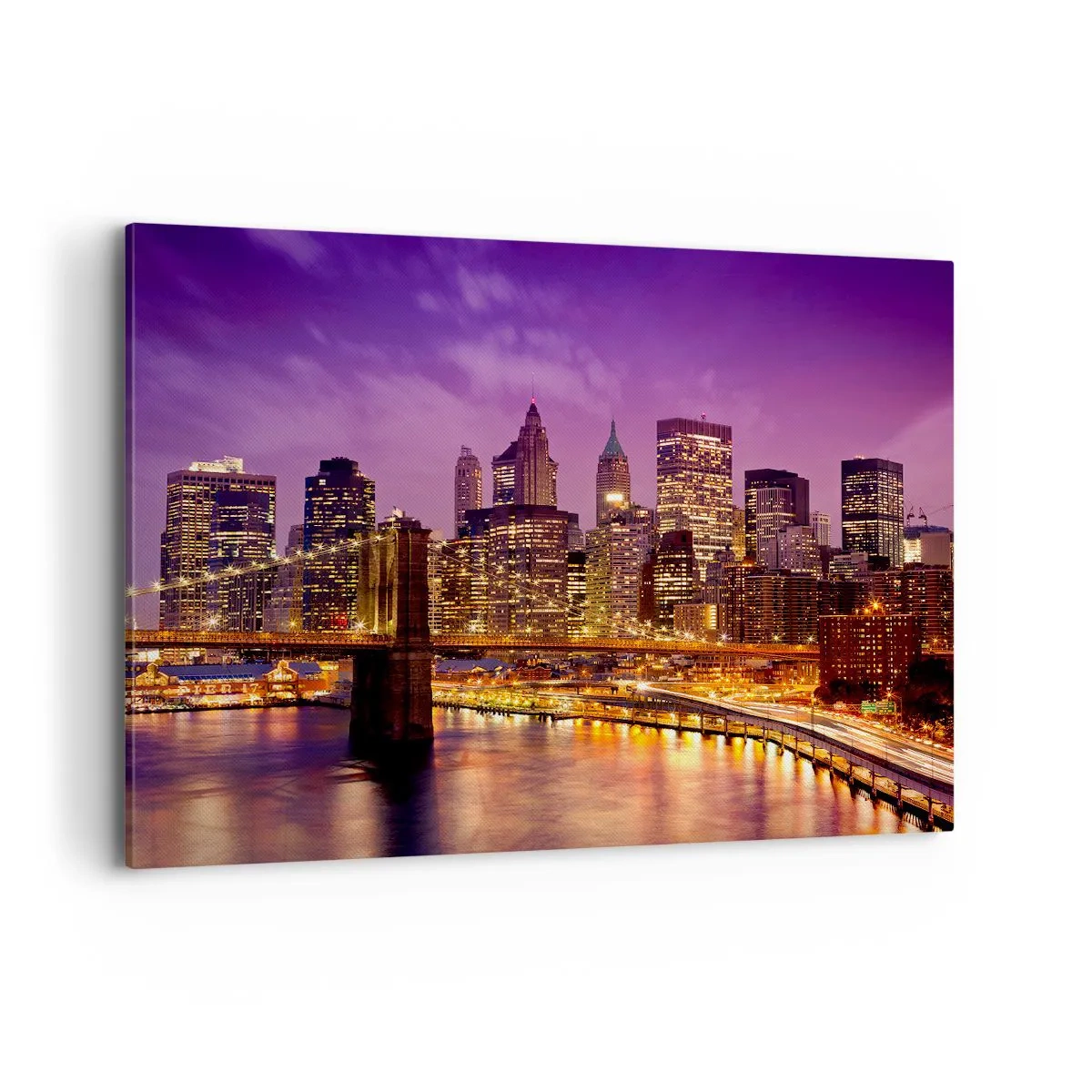 Schilderen op canvas - Violet-goud Manhattan - 100x70 cm