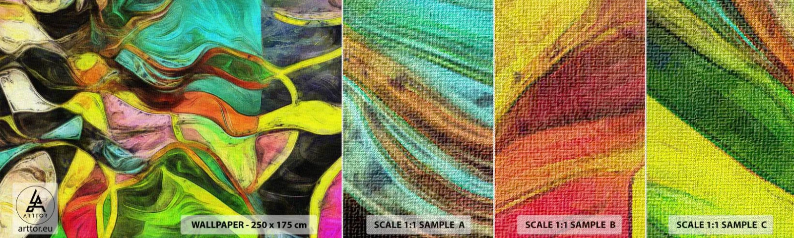 Fotobehang Monster Premium Canvas - Beweging is leven - Abstractie, Deel, Schilderen - 100x30 cm