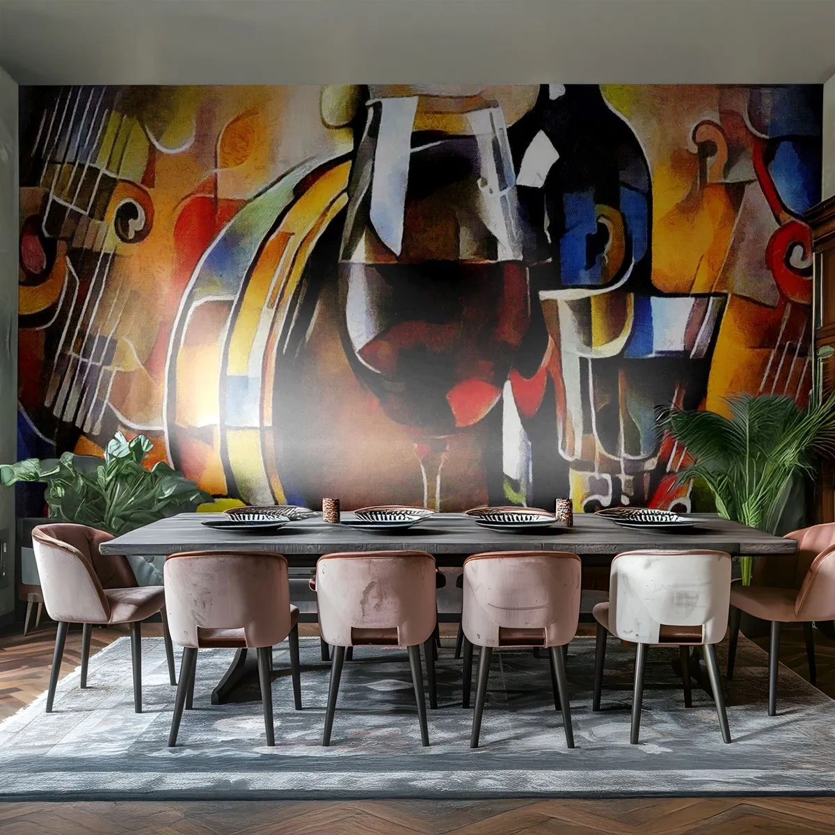 Fotobehang Standard Eco - En de wereld krijgt kleuren - Abstractie, Kubisme, Deel - 300x210 cm