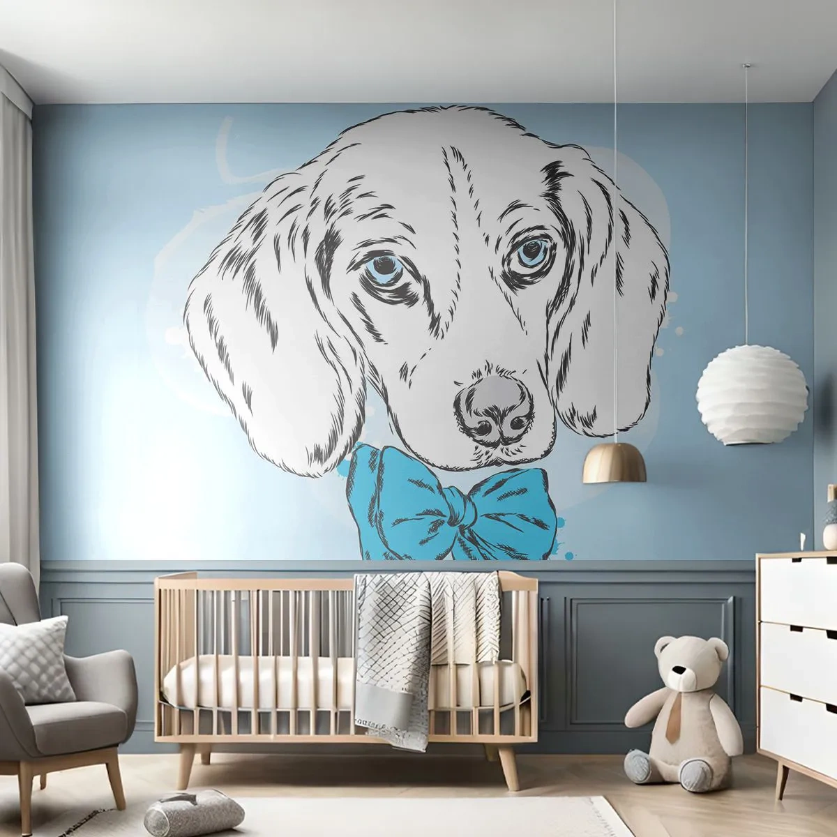 Fotobehang Standard Eco - Hond elegantie - Abstractie, Hond, Voor kinderen - 500x350 cm