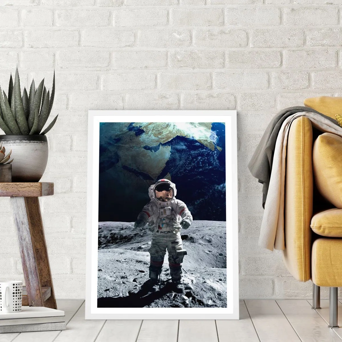 Poster in een witte lijst - Groetjes van de maan - 40x50 cm