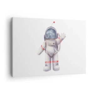 Schilderen op canvas - Aquarelstijl astronaut op een witte achtergrond - 70x50cm - Tot ziens! - Moderne wanddecoratie voor woonkamer en slaapkamer ARTTOR