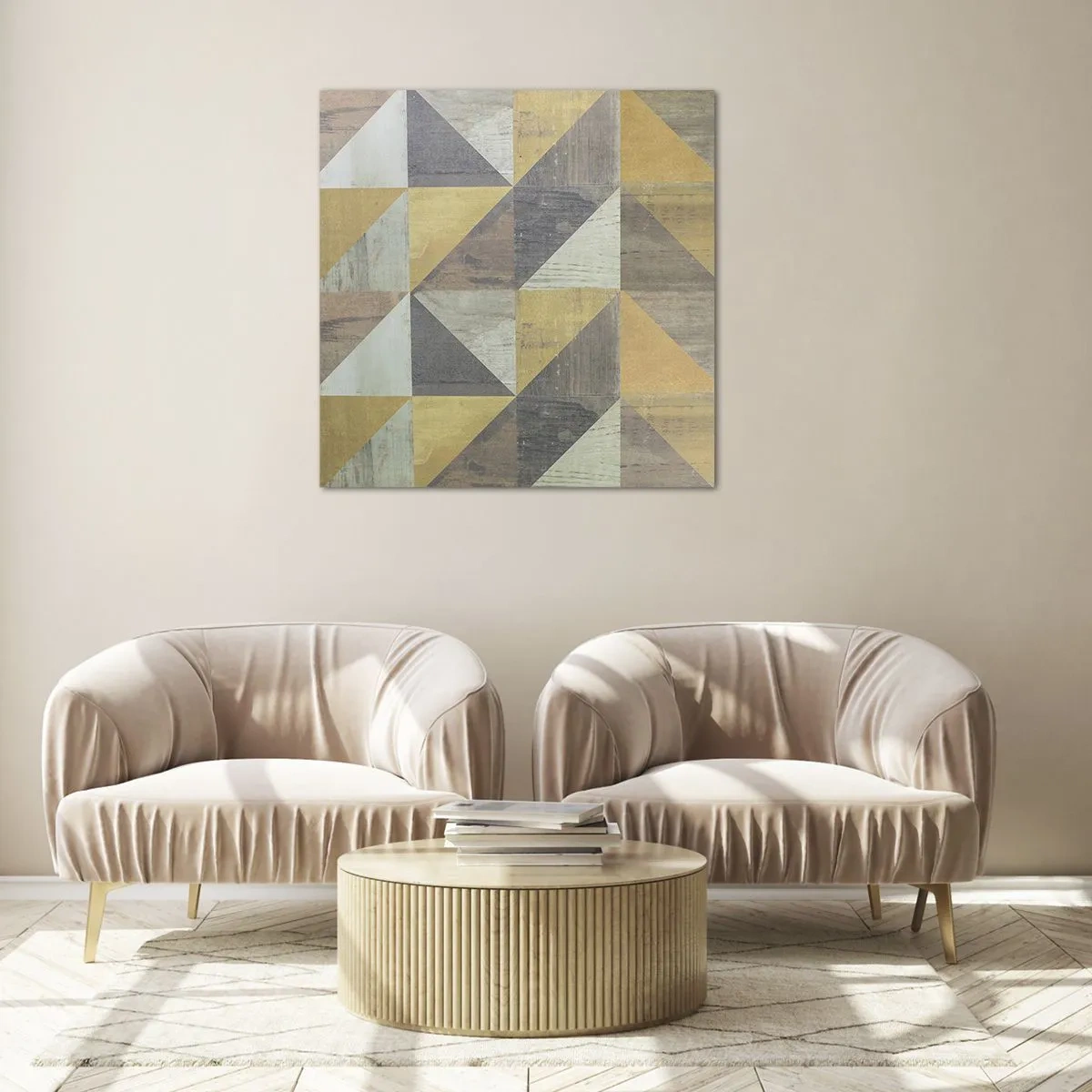 Schilderen op glas - Op de hoek van de driehoek - 70x70 cm
