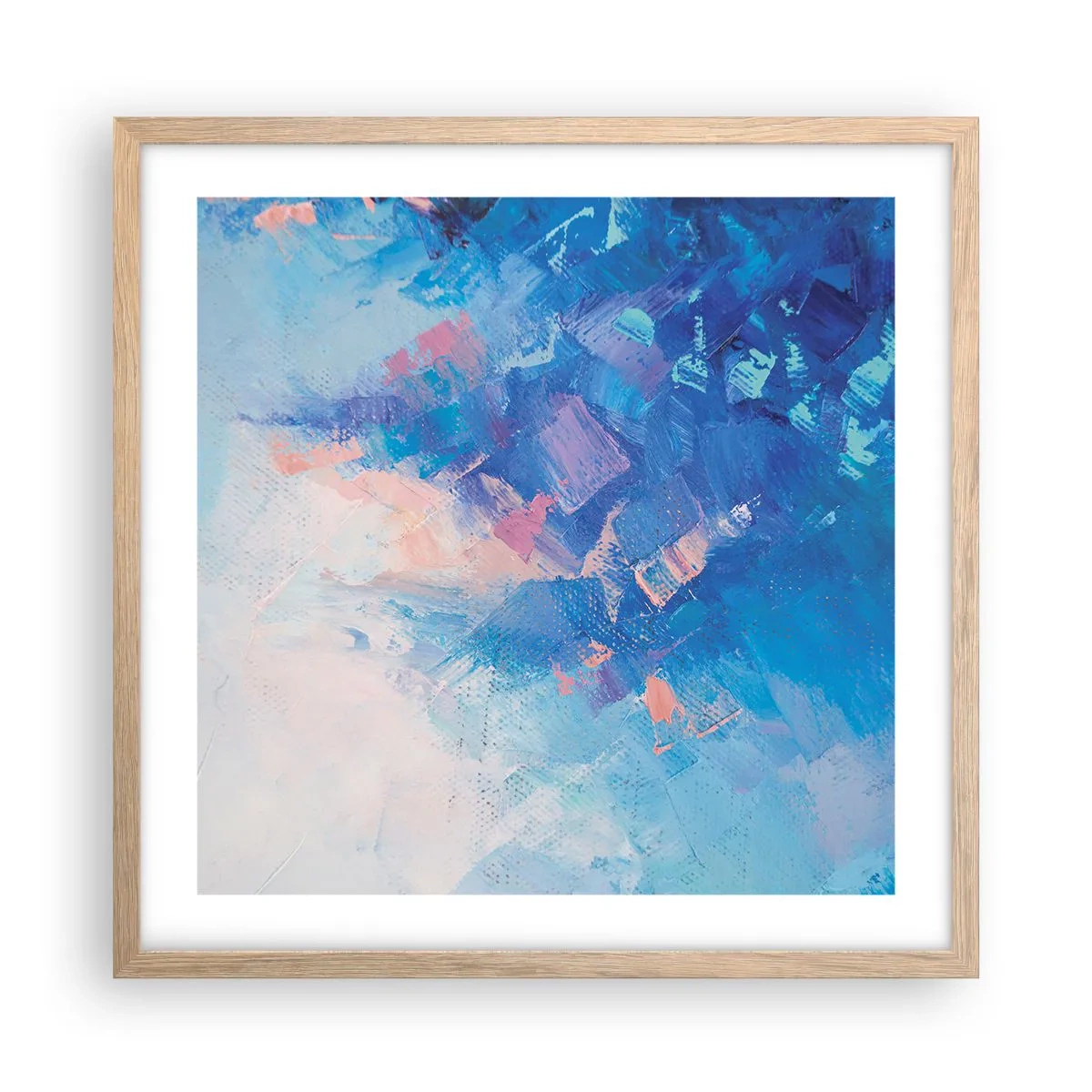 Een poster in een licht eiken lijst - Winter abstractie - 50x50 cm