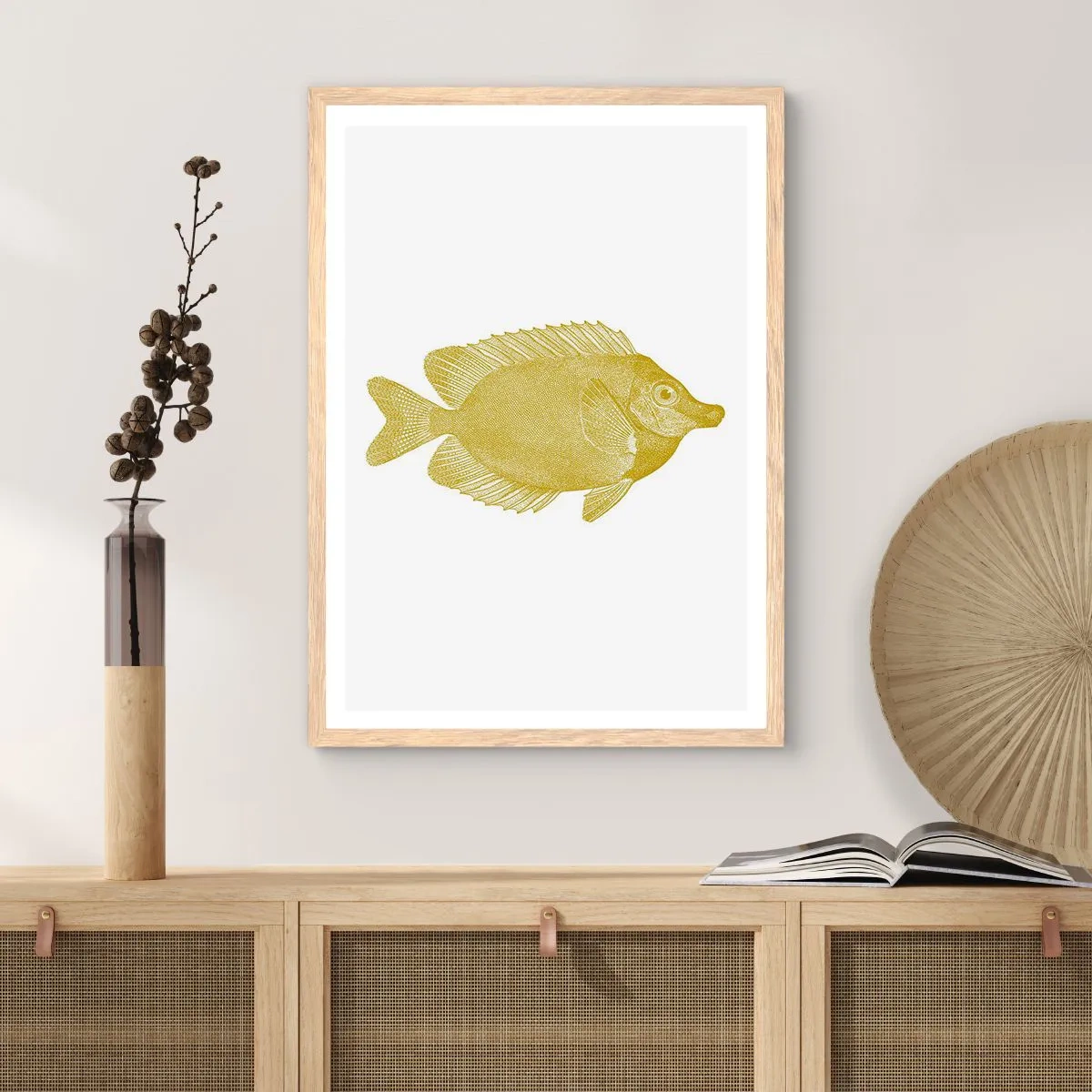 Een poster in een licht eiken lijst - Vis en dat is het - 70x100 cm