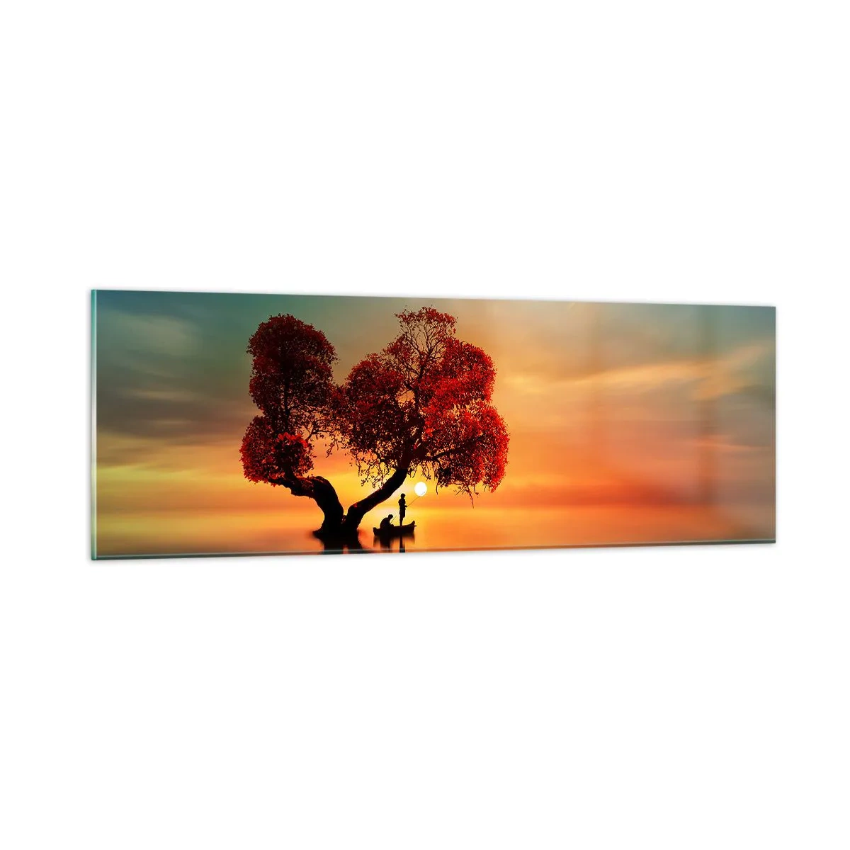 Schilderen op glas - Afstanders en de stilte van de wereldlozen - 90x30 cm