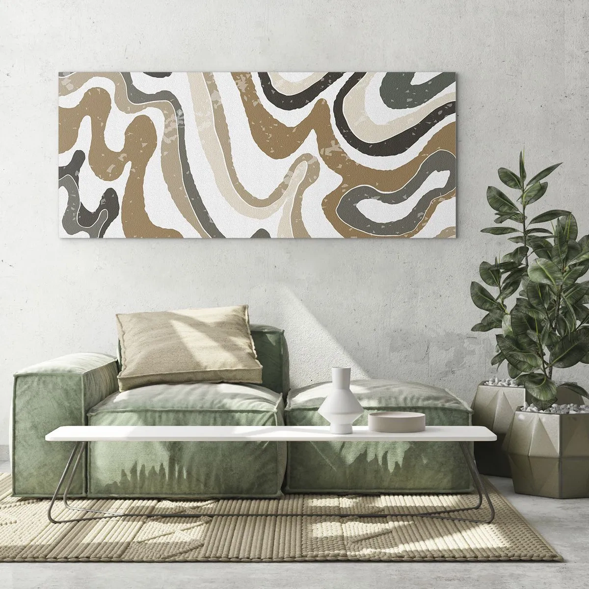 Schilderen op glas - Meanders van aardekleuren - 100x40 cm