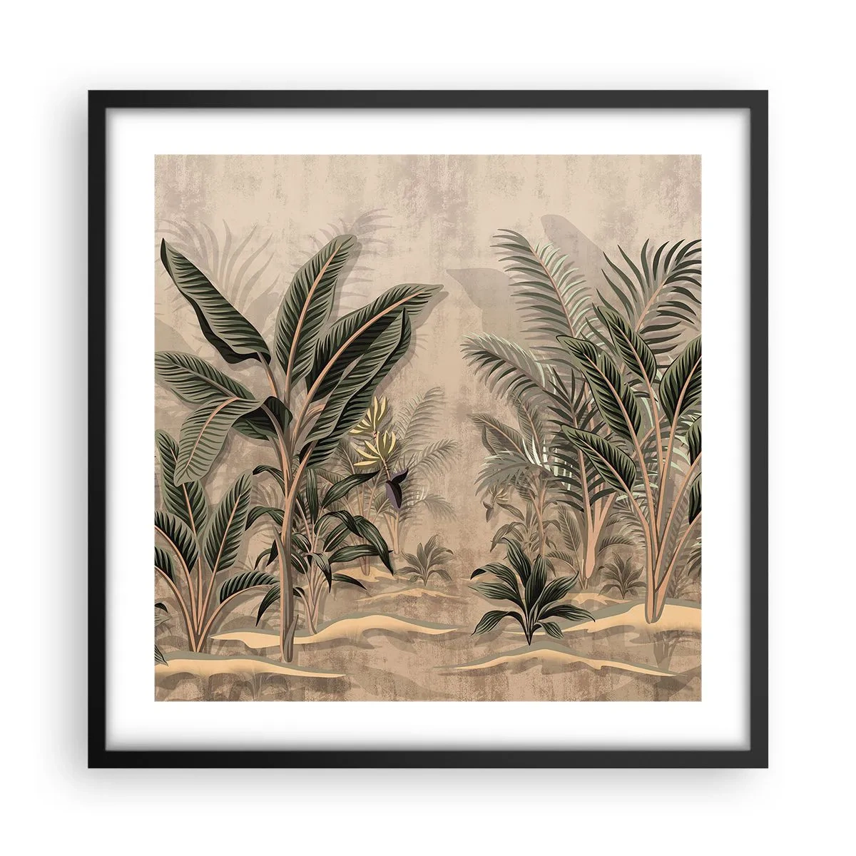 Poster in een zwarte lijst - Een gravure in koloniale stijl - 50x50 cm