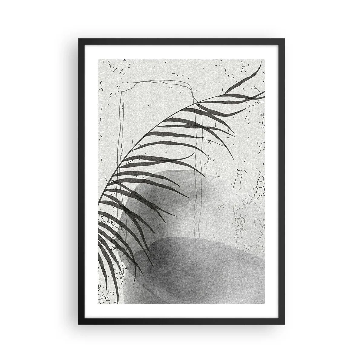 Poster in een zwarte lijst - Een minimalistische botanische compositie in grijstinten - 50x70cm - Het subtiele exotisme van de natuur - Moderne wanddecoratie voor woonkamer en slaapkamer ARTTOR
