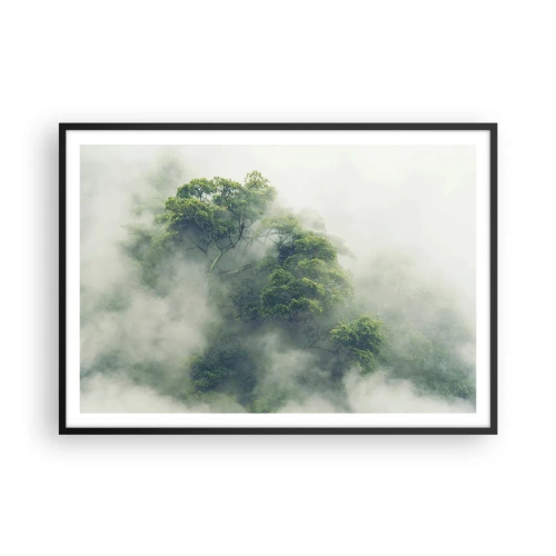 Poster in een zwarte lijst - In mist gehuld - 100x70 cm