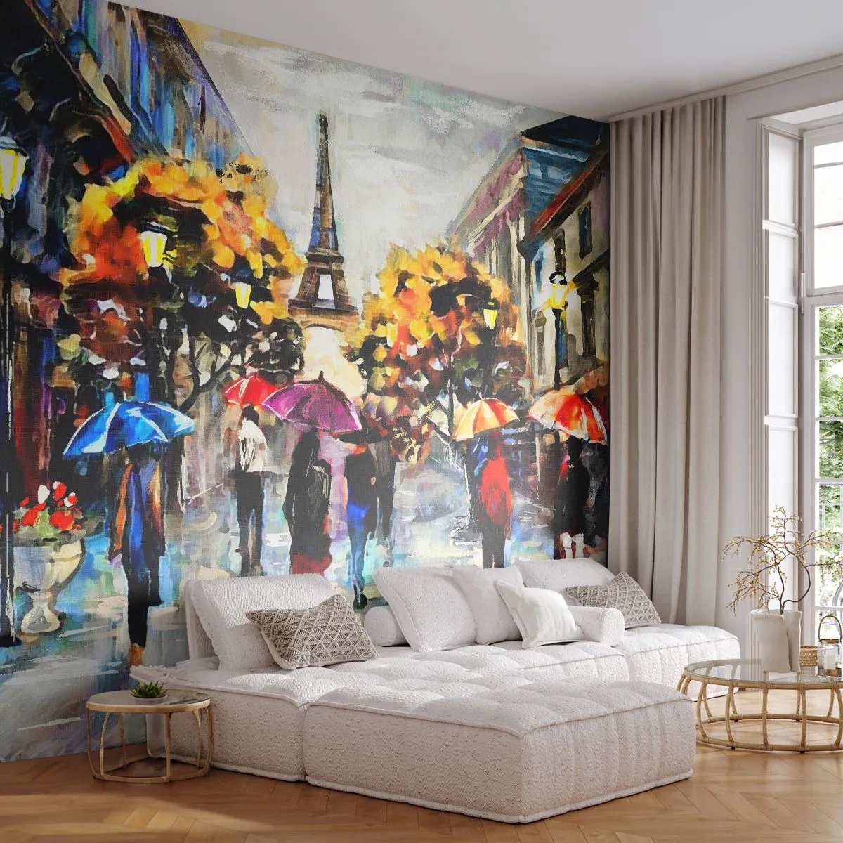 Zelfklevend Fotobehang Deluxe Sticker - Vooral mooi in de herfst - Stad, Parijs, Eiffeltoren - 250x175 cm