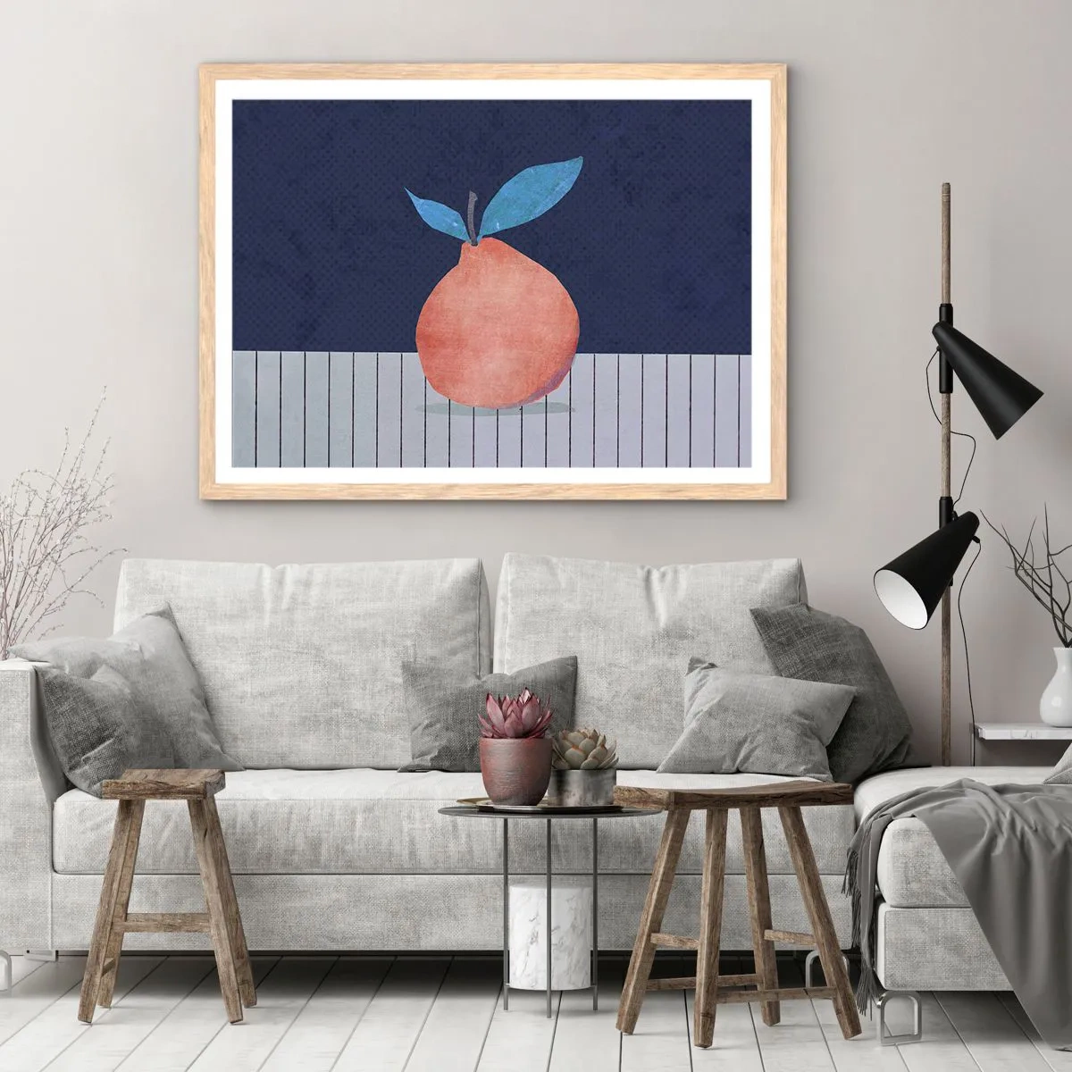 Een poster in een licht eiken lijst - Convexiteit en vlak - 100x70 cm