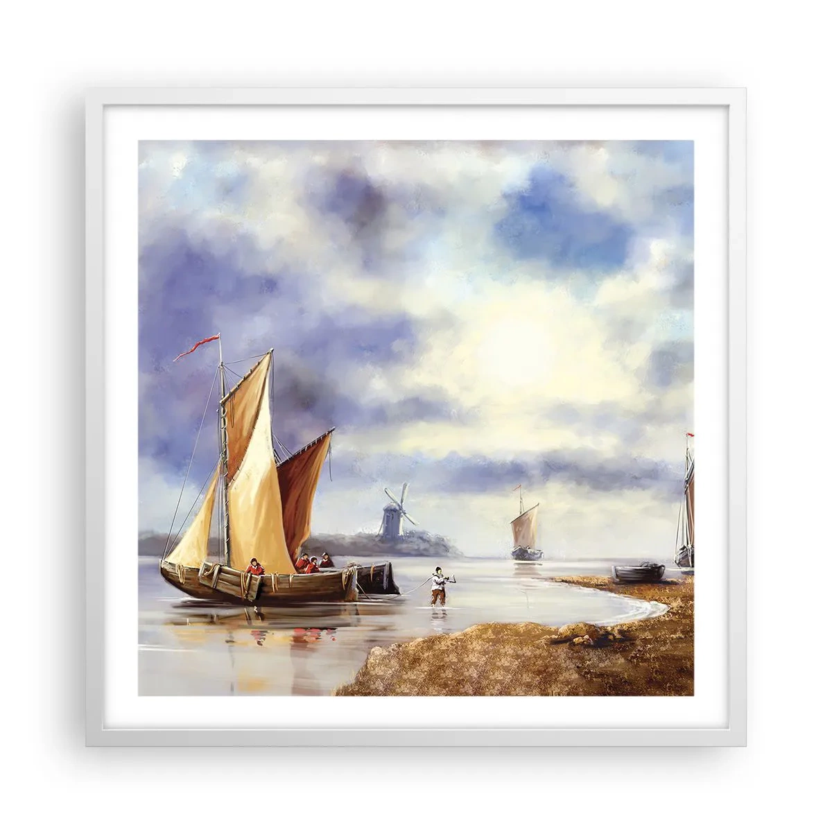 Poster in een witte lijst - De terugkeer van zeelieden - 60x60 cm