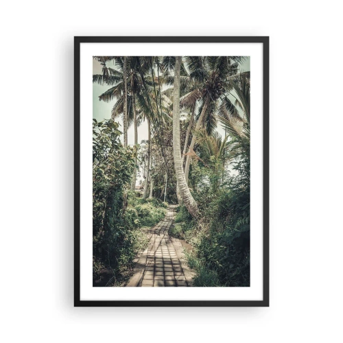 Poster in een zwarte lijst - Een exotisch pad tussen palmbomen in een tropisch landschap - 50x70cm - Palmsteeg - Moderne wanddecoratie voor woonkamer en slaapkamer ARTTOR