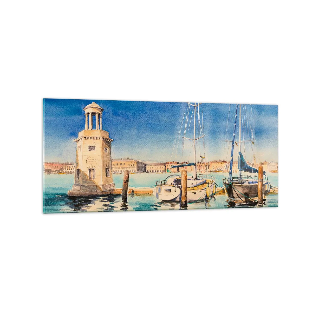 Schilderen op glas - Zonnige lagune - 120x50 cm