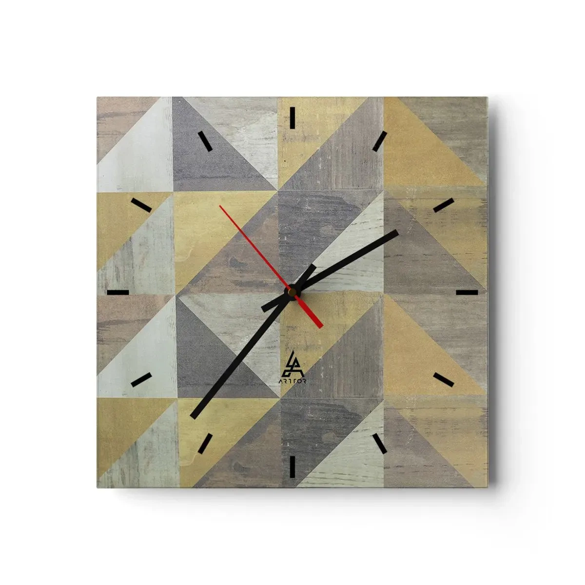 Wandklok - Klok - Op de hoek van de driehoek - 30x30 cm