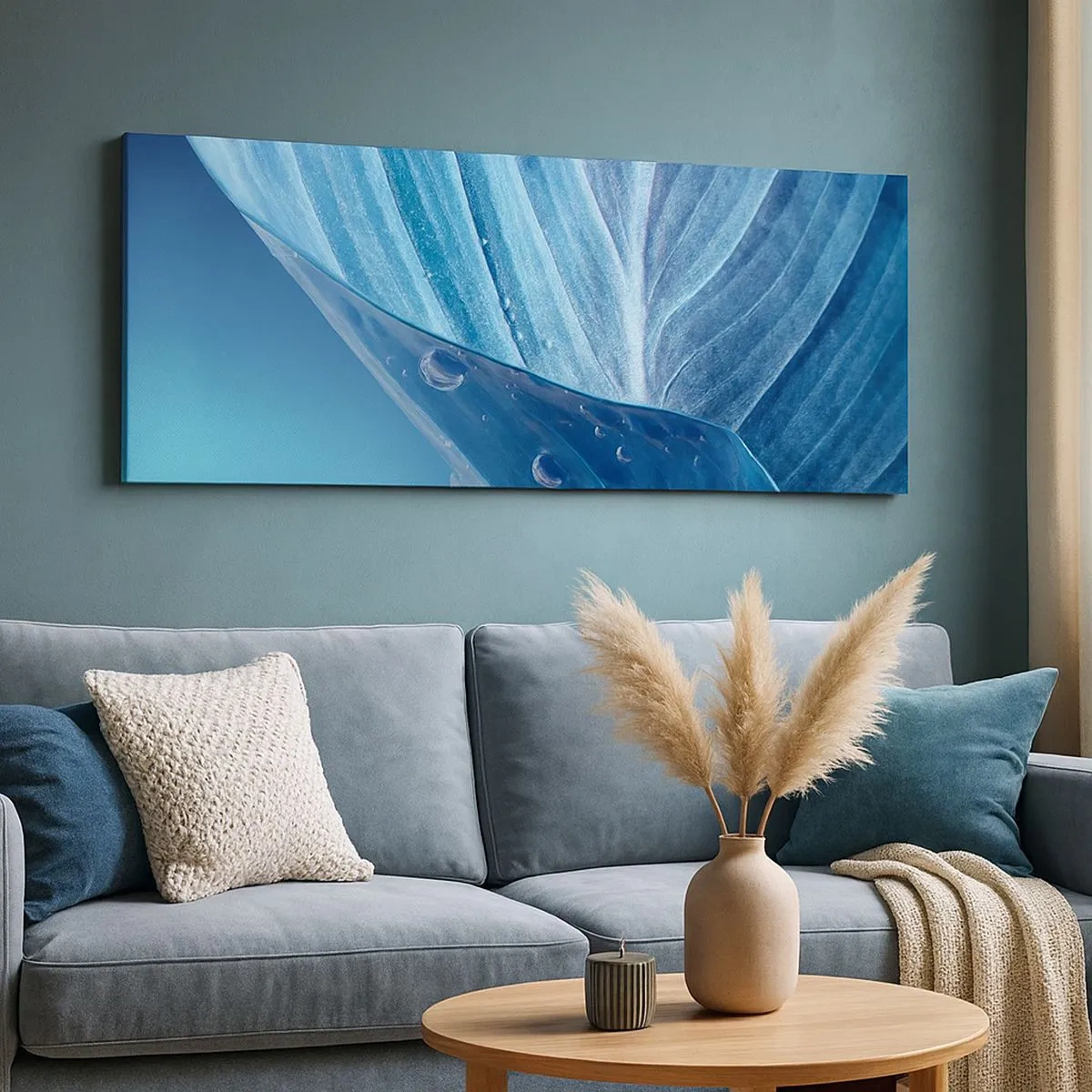 Schilderen op canvas - Verborgen druppels blauw - 100x40 cm