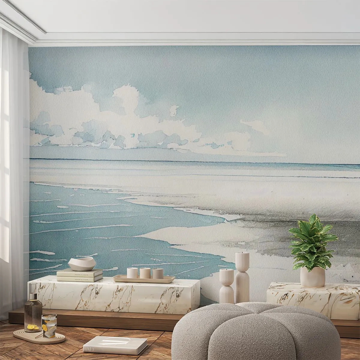 Fotobehang Standard Eco - Zachte vloed - Kust, Strand, Kalmte - 150x105 cm