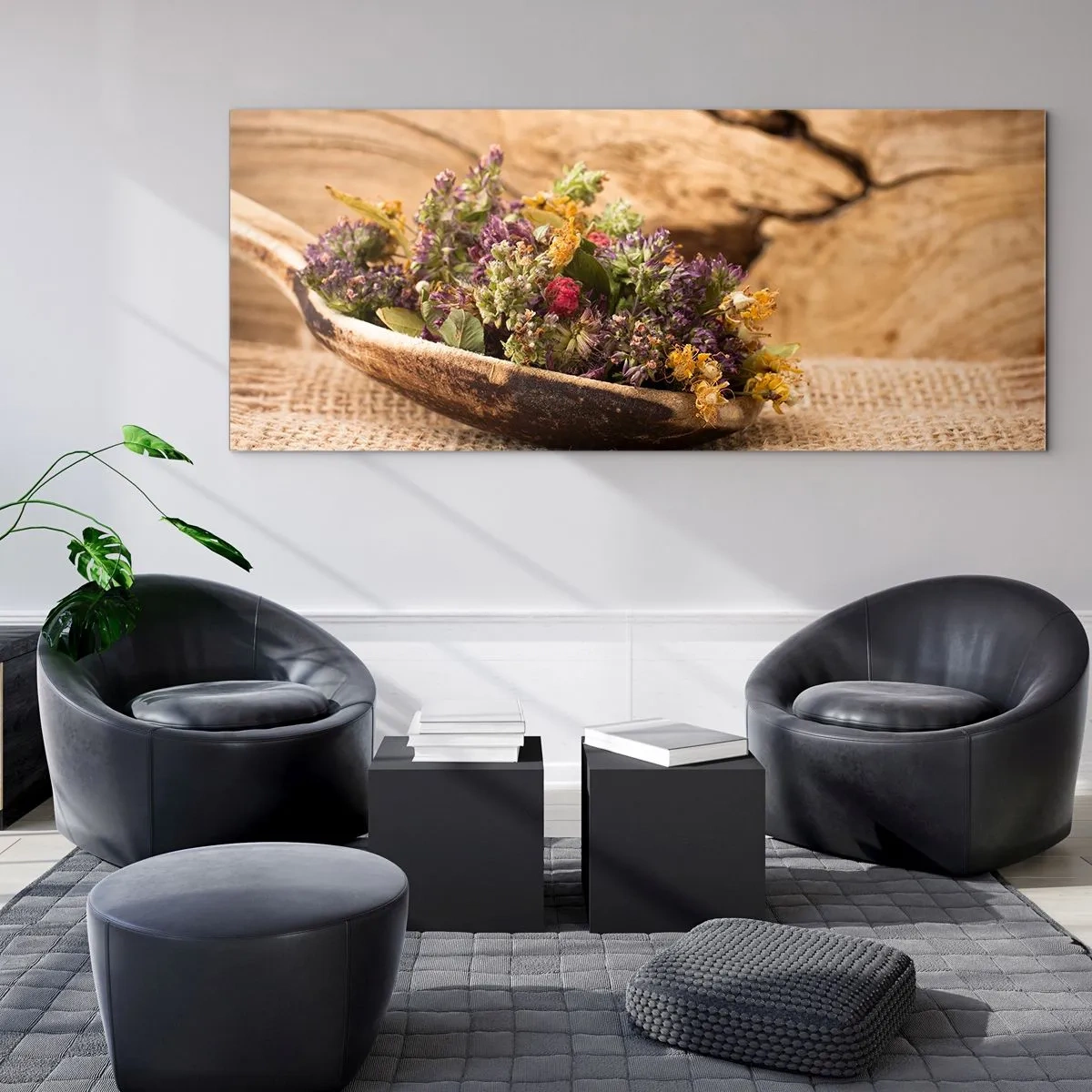 Schilderen op glas - Kleurrijke bloemen en geurige kriuden - 120x50 cm