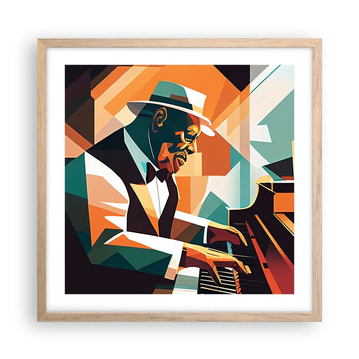 Een poster in een licht eiken lijst - Al die jazz - 50x50 cm
