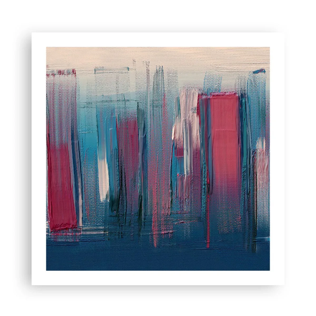 Poster - Verticale compositie in blauw en rood - 60x60 cm
