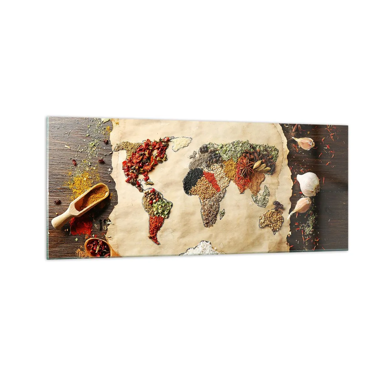 Schilderen op glas - Alle smaken van de wereld - 100x40 cm